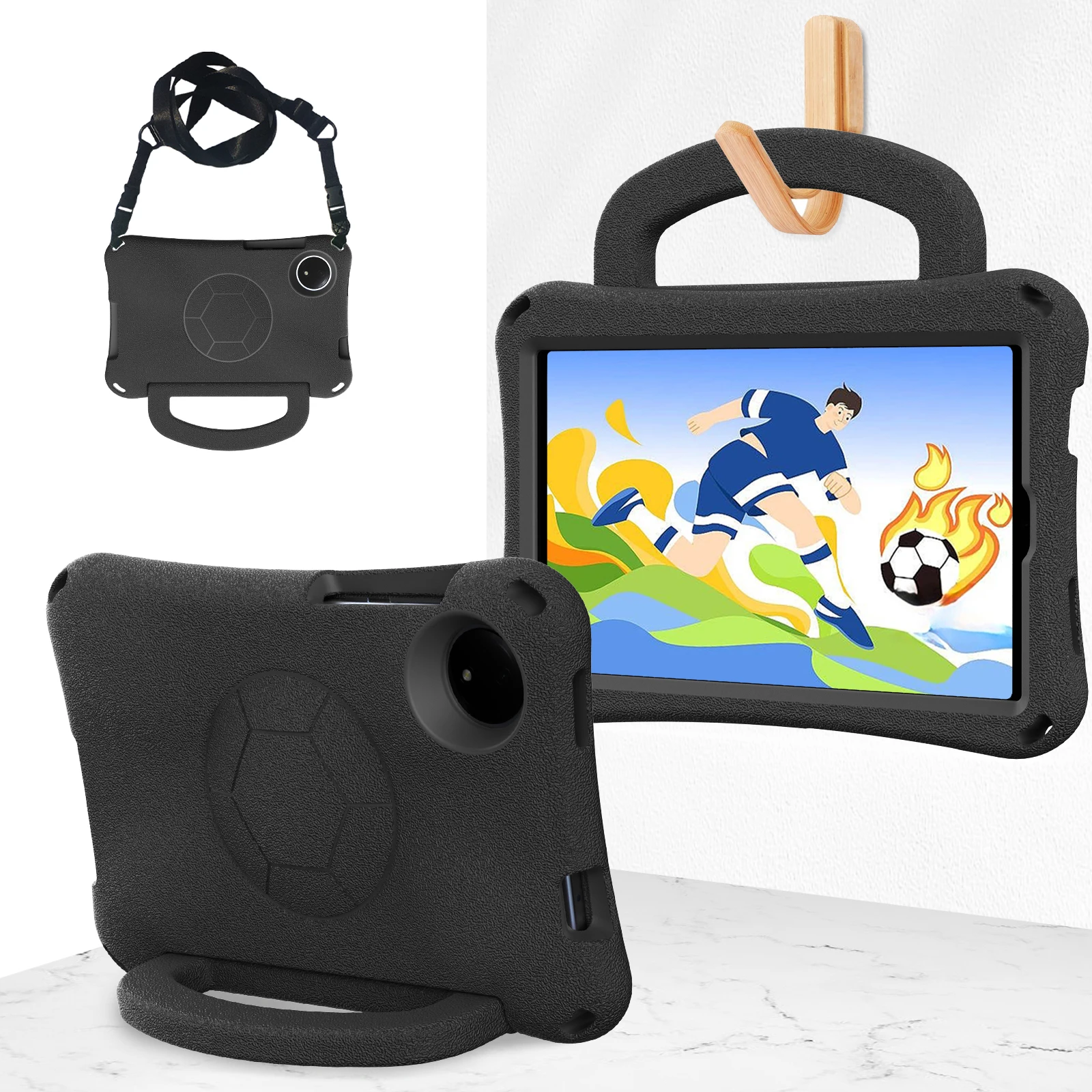 Durable EVA Football-Themed Tablet Stand Case, Rugged Protective Cover