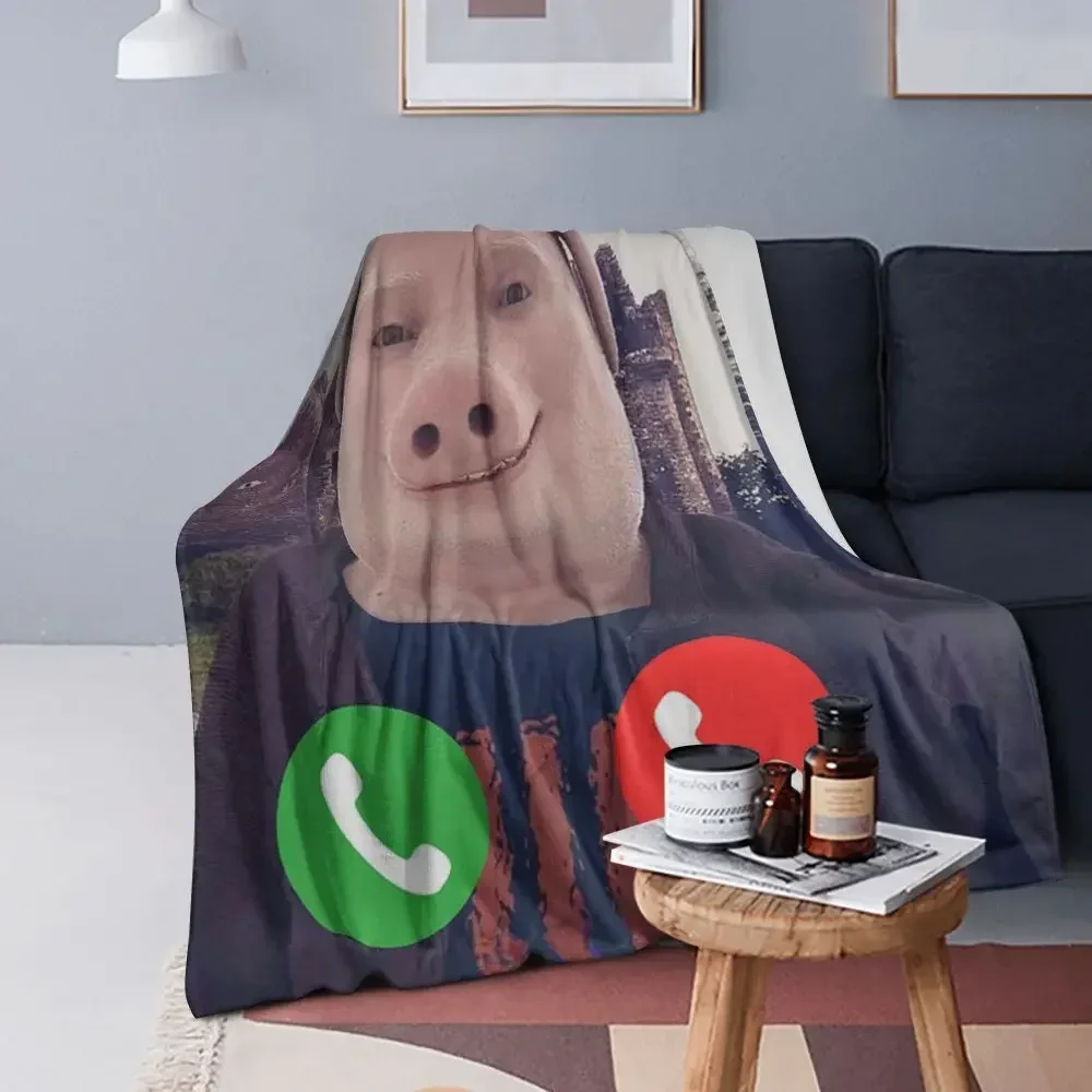 John Pork Is Calling Blankets Soft Warm Flannel Throw Blanket Cover for Bed Living room Picnic Travel Home Couch 5