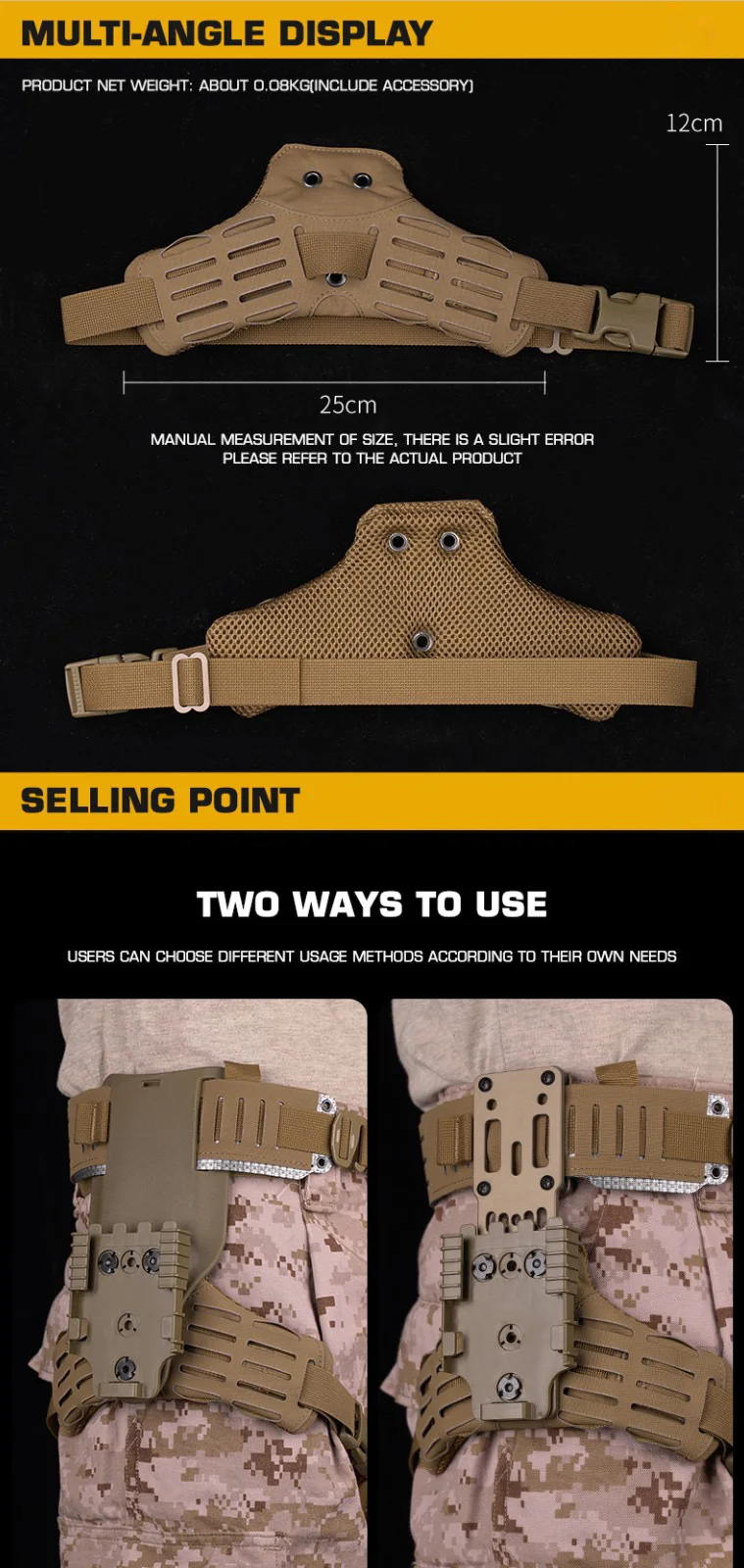 Taktischer Drop Leg Holster-Adapter, Belt Gun Holster-Adapter, Schnellbefestigungssystem, ARC-Beinplattform – Detail 3