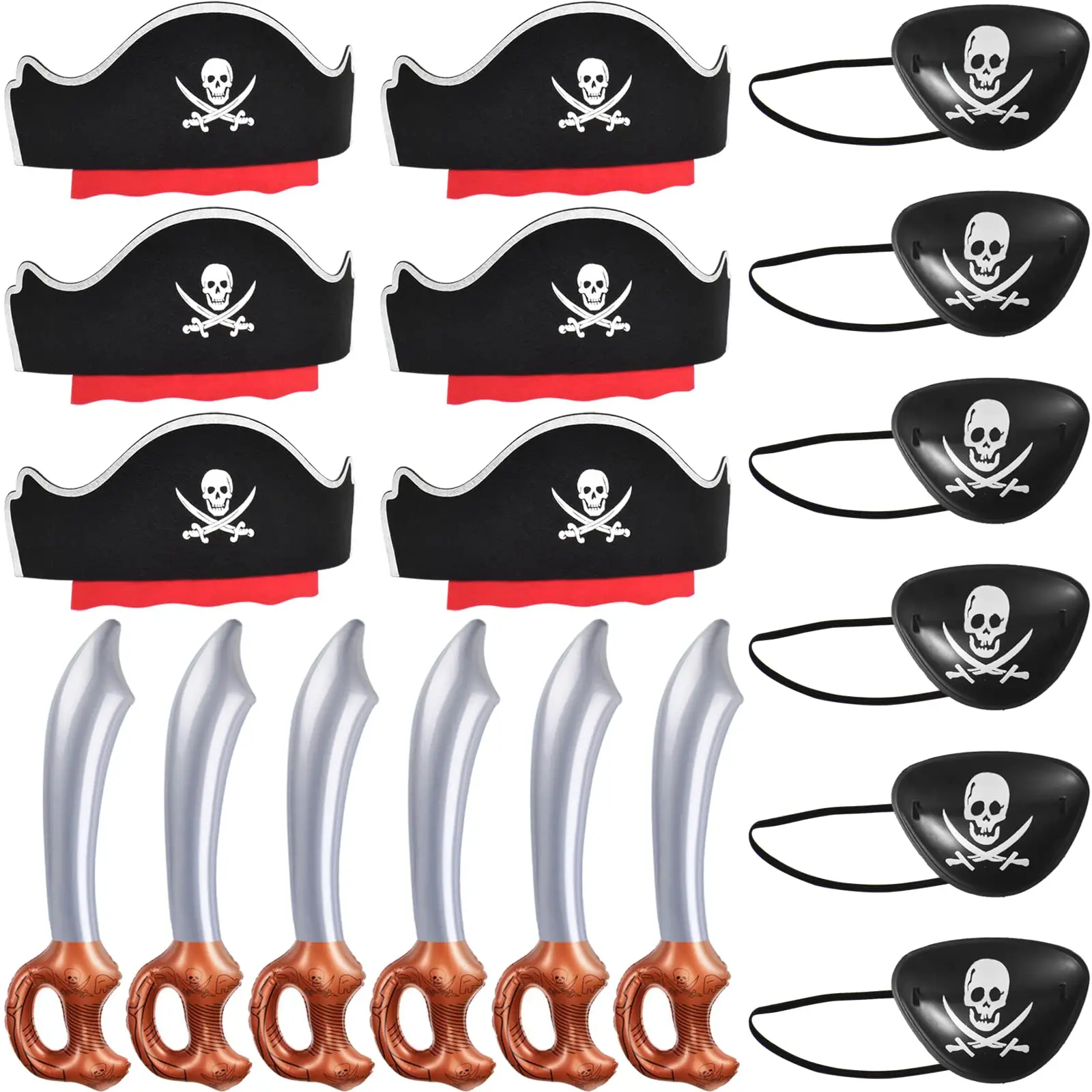 18pcs Pirate Sets Pirate Hat Set Party Favors Theme Party Supplies for Halloween Masquerade