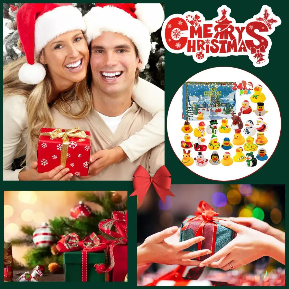 Duck Countdown Calendar Christmas Countdown Duck Blind Box Mini Vinyl Cartoon Figurine Advent Calendar Toy Set for Kids Adults