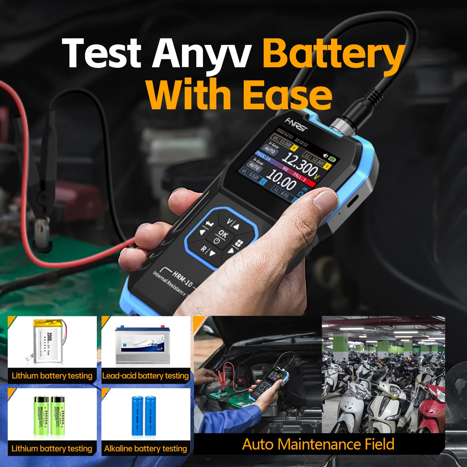 FNIRSI HRM-10 Battery Voltage Internal Resistance Tester 18650 High-precision AC Acid Lithium Lead Car Battery Capacitor Tester 5