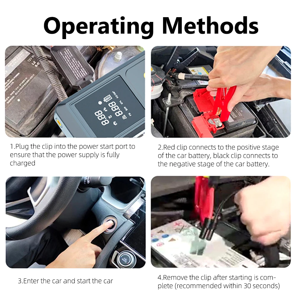 Car Tire Inflation Pump Car Jump Starter  Mobilephone Recharger Electric Motorcycle Car Battery Starter Auto Tyre Inflator 3