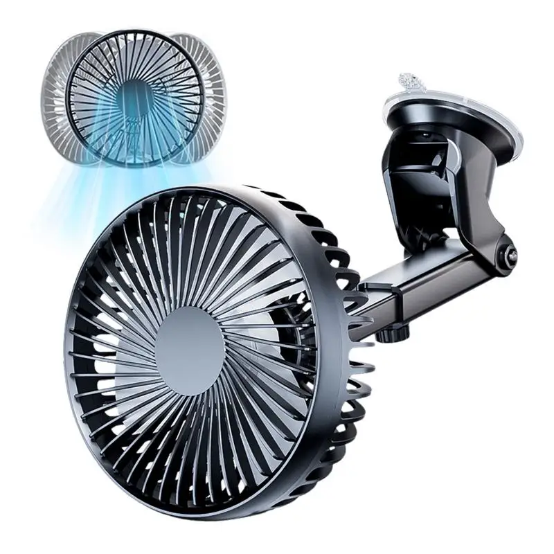 

Mini Car Fan Single Head USB Fan Suction Cup mount Cooling Fan Rotatable air cooler 3 speeds Adjustable air circulation fan