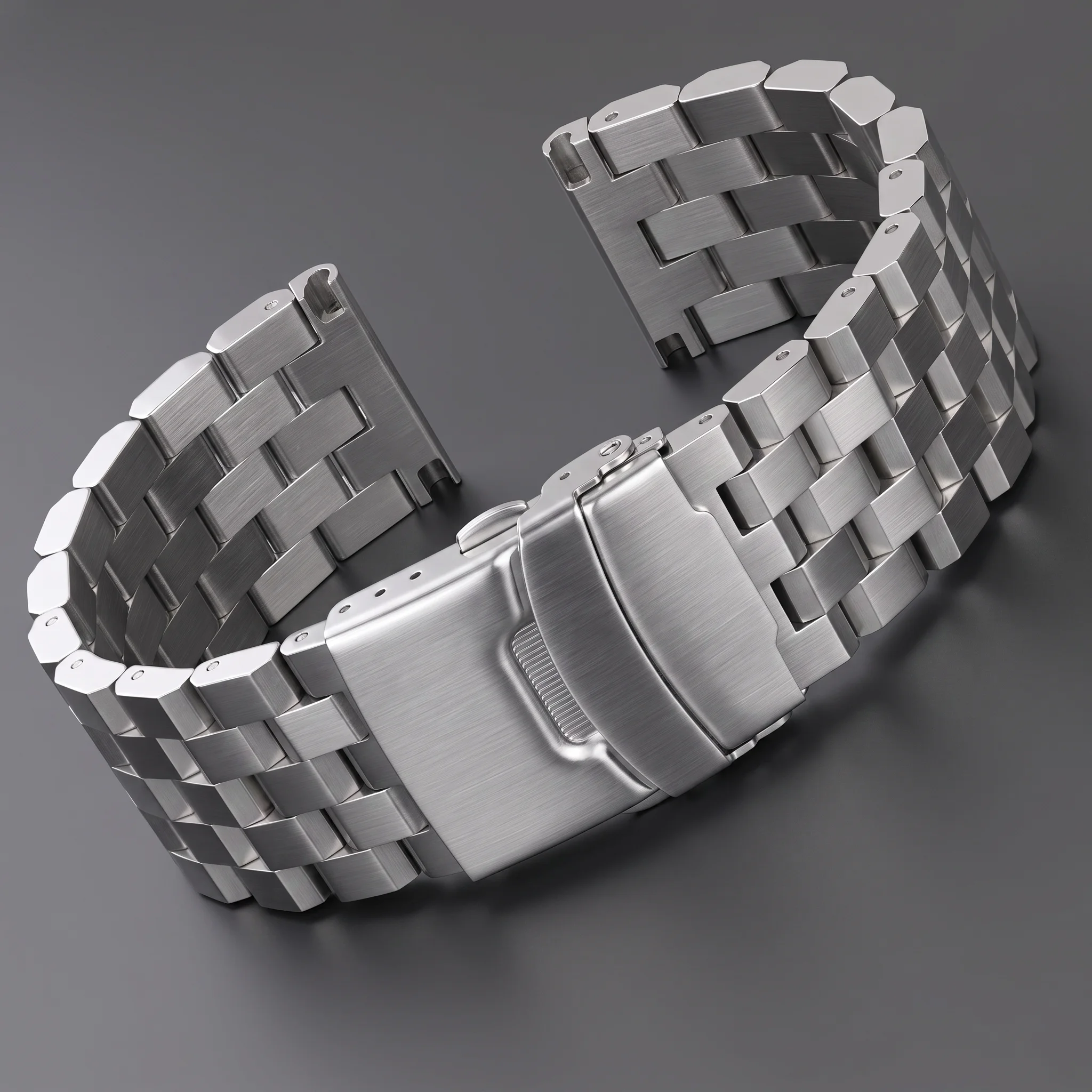Elegant Stainless Steel Watch Strap Bracelet - Polished Brushed Finish