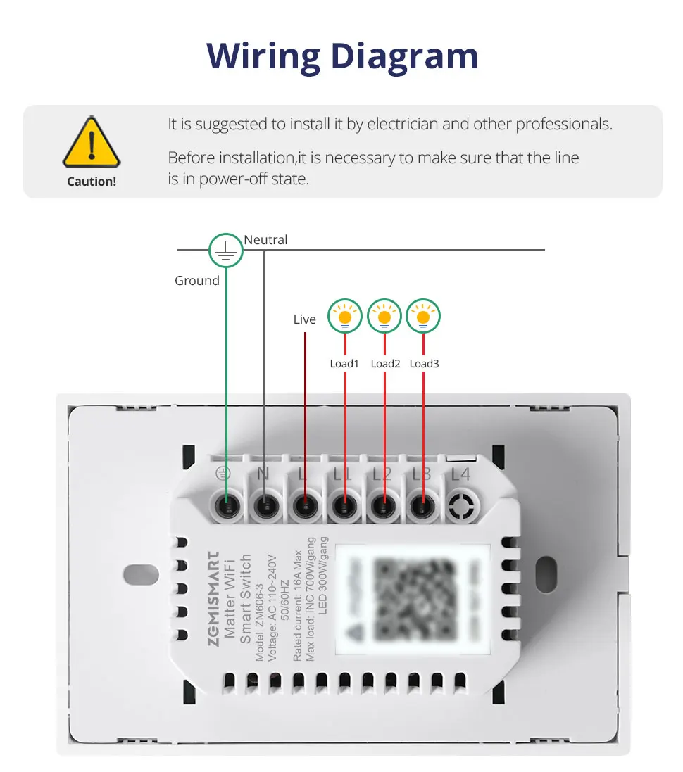 Zemismart Matter WiFi 1 2 3 4 6 Gangs Smart Wandlichtschalter US AU Druckknopf Schwarzer Schalter mit neutralem SmartThings Homekit – Detail 10