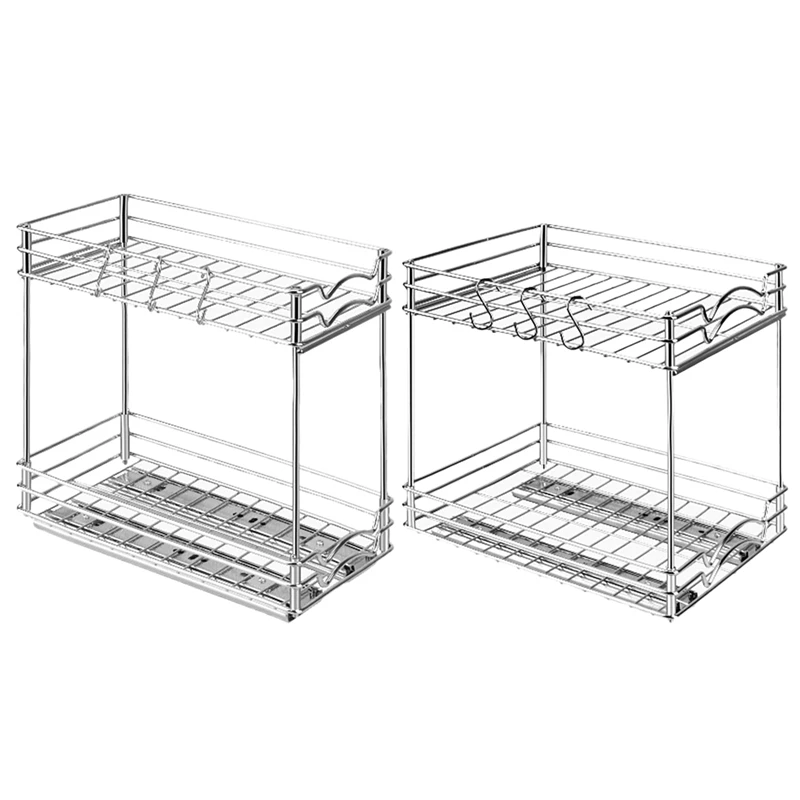 

Pull Out Spice Rack Organizer For Cabinet Heavy Duty Slide Out Double Rack For Kitchen Cabinets Spices Sauces Cans Etc