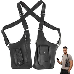 Men's Anti - Theft Underarm Leather Bag with Hidden Adjustable Strap (Black)