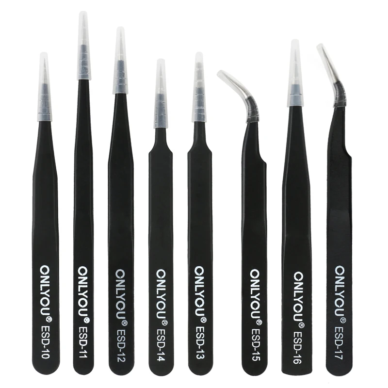 BGA Precision ESD Tweezers 8 Pcs/Set 10-17 Stainless Steel Anti-Static Repair Tool precision tweezers tweezer tool esd anti static tweezers