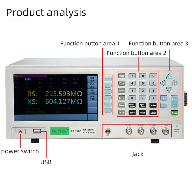 East Tester LCR Benchtop Digital Bridge 100kHz-1MHZ Desktop LCR Tester Meter Capacitance Resistance Impedance Inductance Measure 4