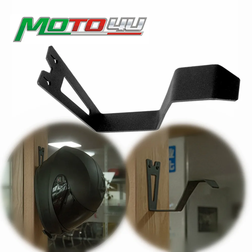 Iron Helmet Holder Hanger Rack Wall Mounted Hook Sandblasting Process 1PC Motorcycle Helmet Rack Punching Wall-mounted Black