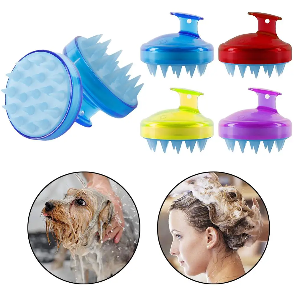 Shampoo Massage Brush Handheld Silicone Scalp Brush Washing Shower Hair Comb Mini Head Meridian Massage Comb 4 Colors comb handheld scalp soft silicone shampoo brush bathroom products massage brush washing comb shower shampoo scalp shower brush