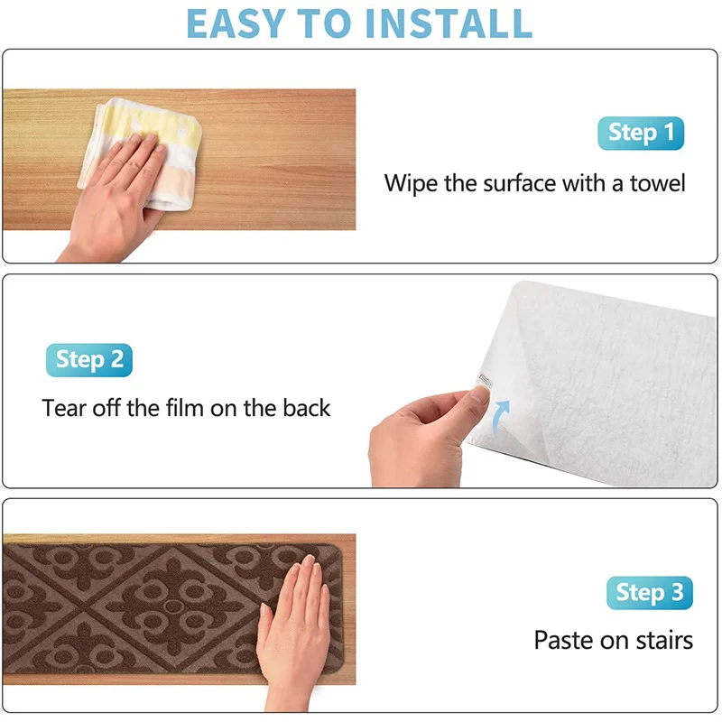 Soft Stair Stepping Mat Non Slip Water Absorption Carpet