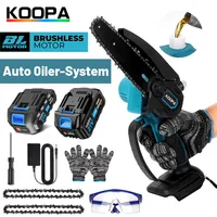 Koopa Tool 6-inch mini brushless electric chain saw, safety lock & automatic oiling system for wood cutting/branch pruning 1