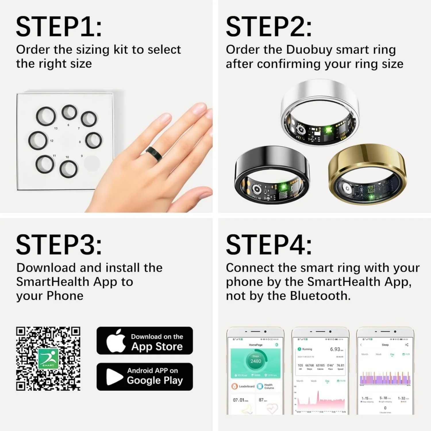 2025 New Smart Ring Men Women, Heart Rate and Blood Oxygen Monitor Smart Ring IP68 & 5ATM Waterproof Ring Multi-sport Mode Ring 6