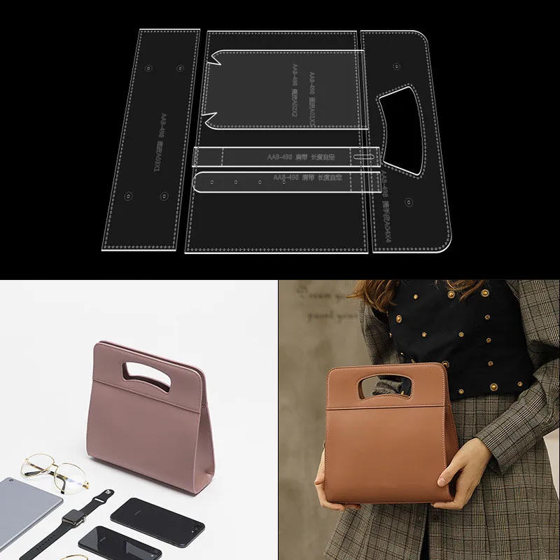 Acrylic Stencil Laser Cut Template DIY Leather Handmade Craft Women's Tote Bag Cross-Body Bag Sewing Pattern