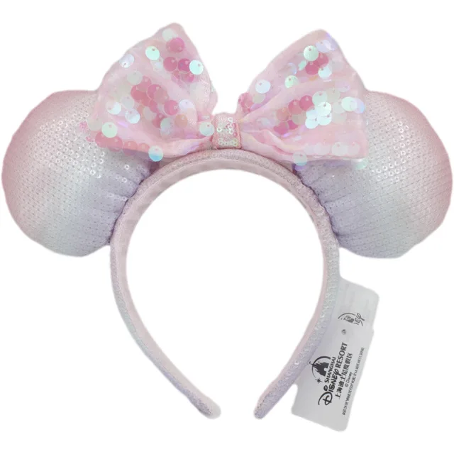 Disney Mickey Minnie Ear Headband Space Mountain Headband Big Sequin Bow Cosplay Plush Gift Plush Mouse Girls Party Hair Band 2