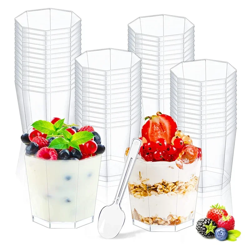 Plastic Dessert Cups 12/24pcs 180ml Ice Cream Dessert Cups Disposable Fruit Pudding