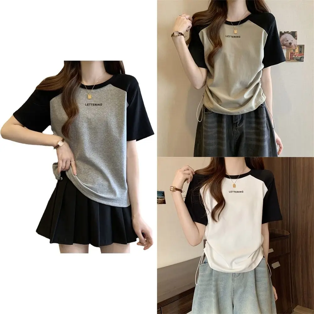 

Breathable Short Sleeve Fashion Slim-fit O-neck Short Top Bump Color Small Niche Women's T-Shirt