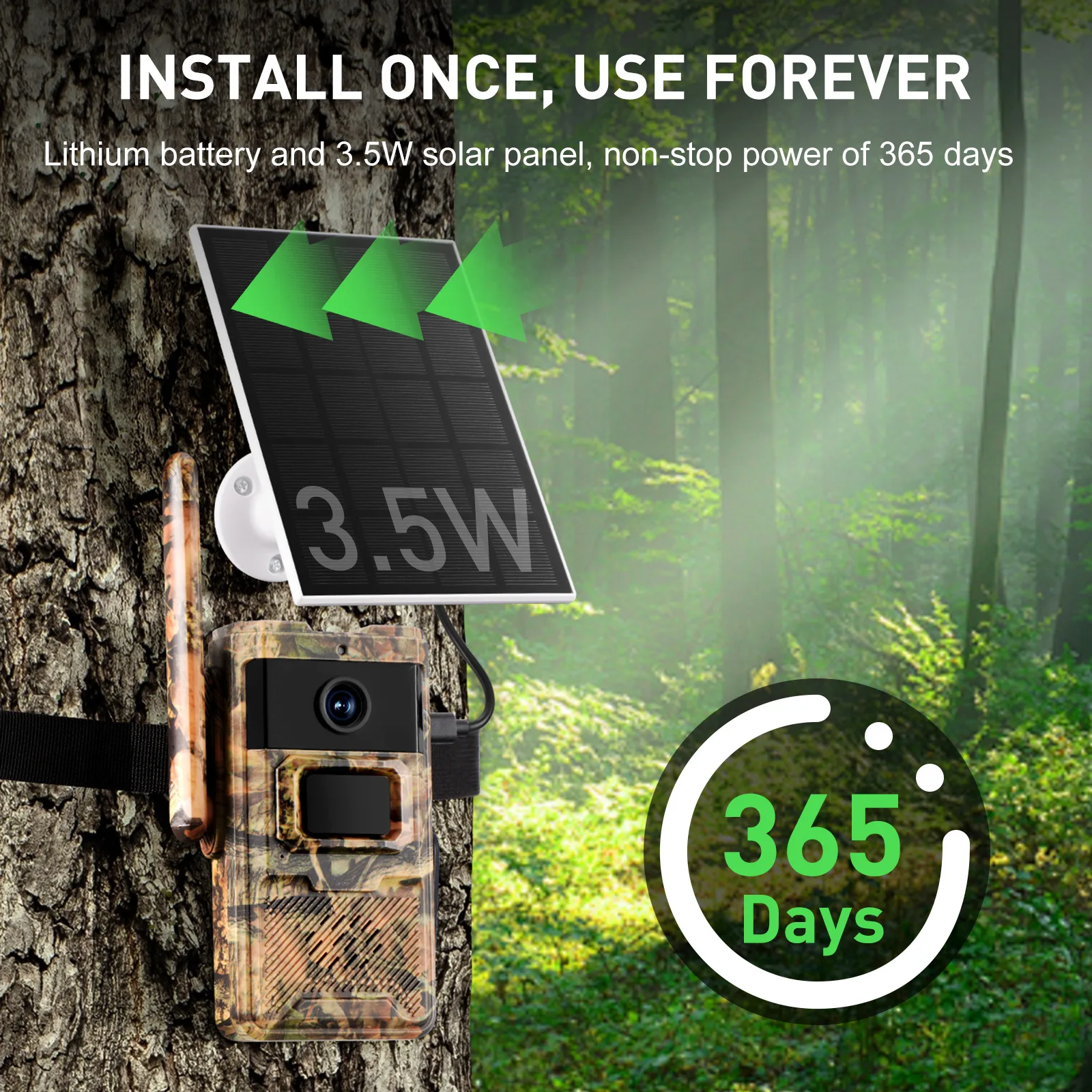 4G LET Card Solar Wildlife Camera 14MP Hunting Trail Camera IP66 Waterproof 14MP APP Motion Detection IR Night Vision Device
