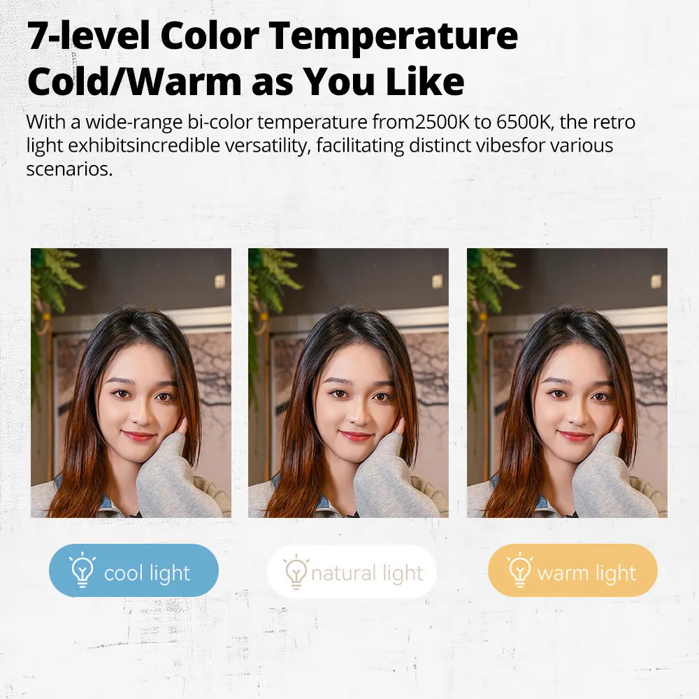 ZENIKO VC3 Bi 레트로 LED 조명, 컬러 필터 디퓨저, 범용 콜드 슈 온 카메라 사진 비디오 필 라이트