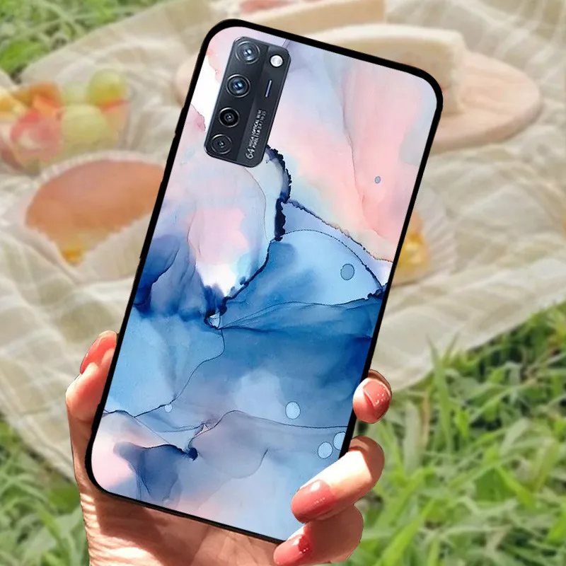 Enhanced Silicone Soft Marble Black Bumper Protective Case Cover