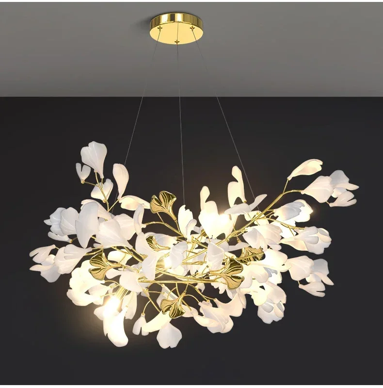 Modern Luxury Ginkgo LED Chandeliers Living Dining Room Home Pendant Lights Hotel Restaurant Decor Elegant Lights Fixture