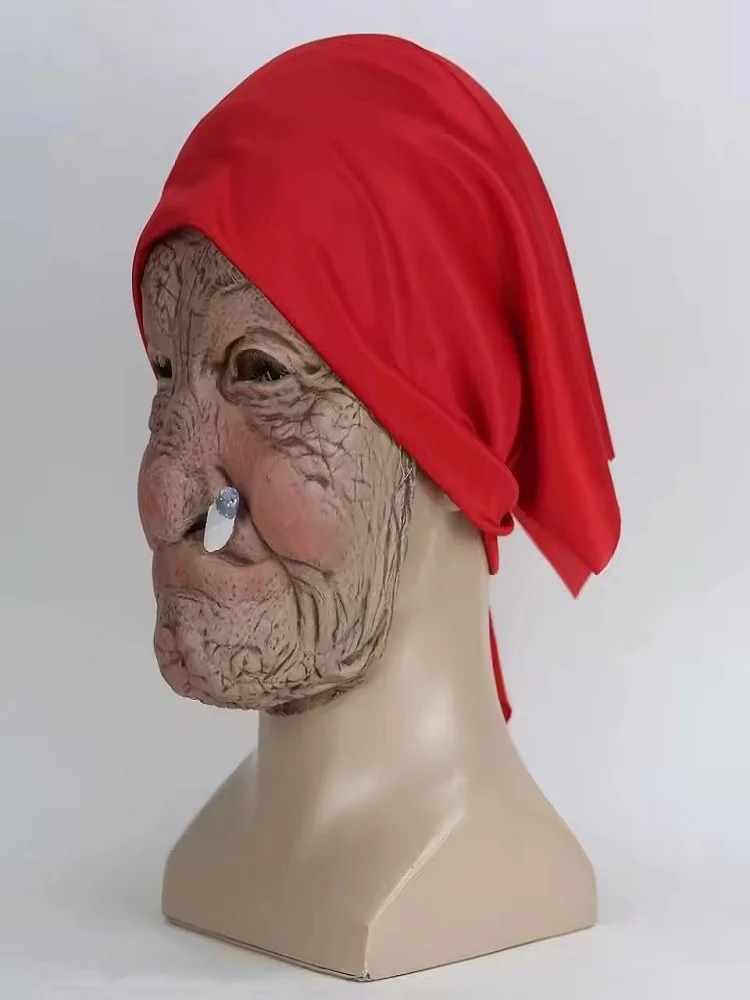Alte Mann Maske Halloween Realistische Vollkopf Latex Maske Menschlicher Männlicher Kopf Gesichtsmasken Cosplay Party Kostüm Zubehör – Detail 3