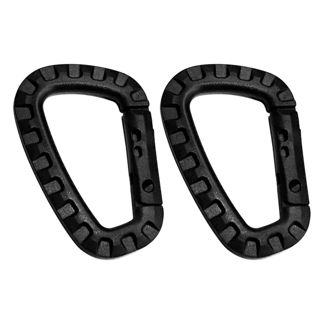 2pcs Hiking Travel Durable Carabiner Clip Small Black Plastic D