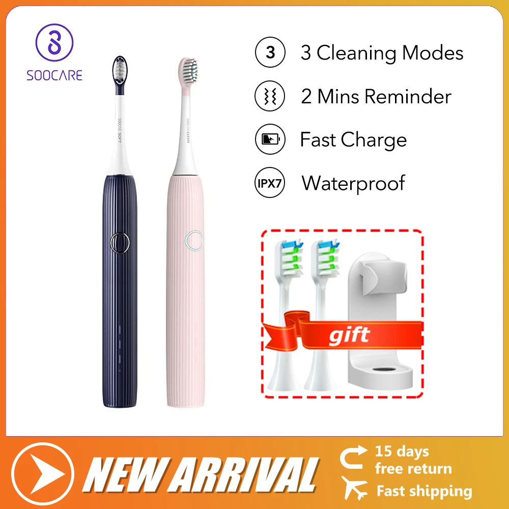explosive adult electric toothbrush ultrasonic fully automatic waterproof multi stop soft bristle brush head usb charging SOOCAS V1 Electric Sonic Toothbrush TYPE-C Charging Automatic Toothbrush Soft Hair Replacement Brush head Adult Teeth Whiteing