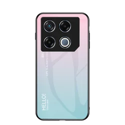 Gradient Shockproof Tempered Glass Hard Back Cover Case for Infinix GT 20 Pro (Pink Blue)