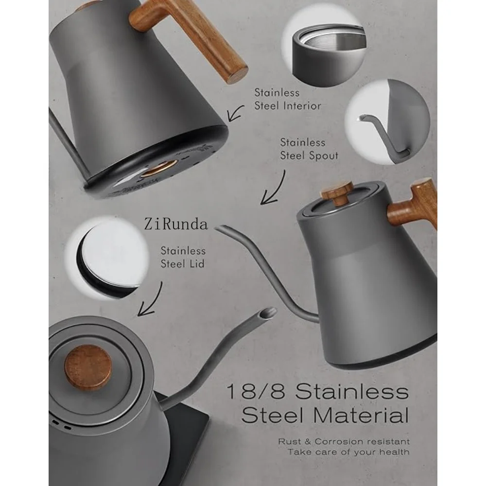 Electric Kettle, Gooseneck Electric Tea Kettle, 34oz Pour Over Temperature Control & Rapid Heating and Leak Proof, Water Kettles 5