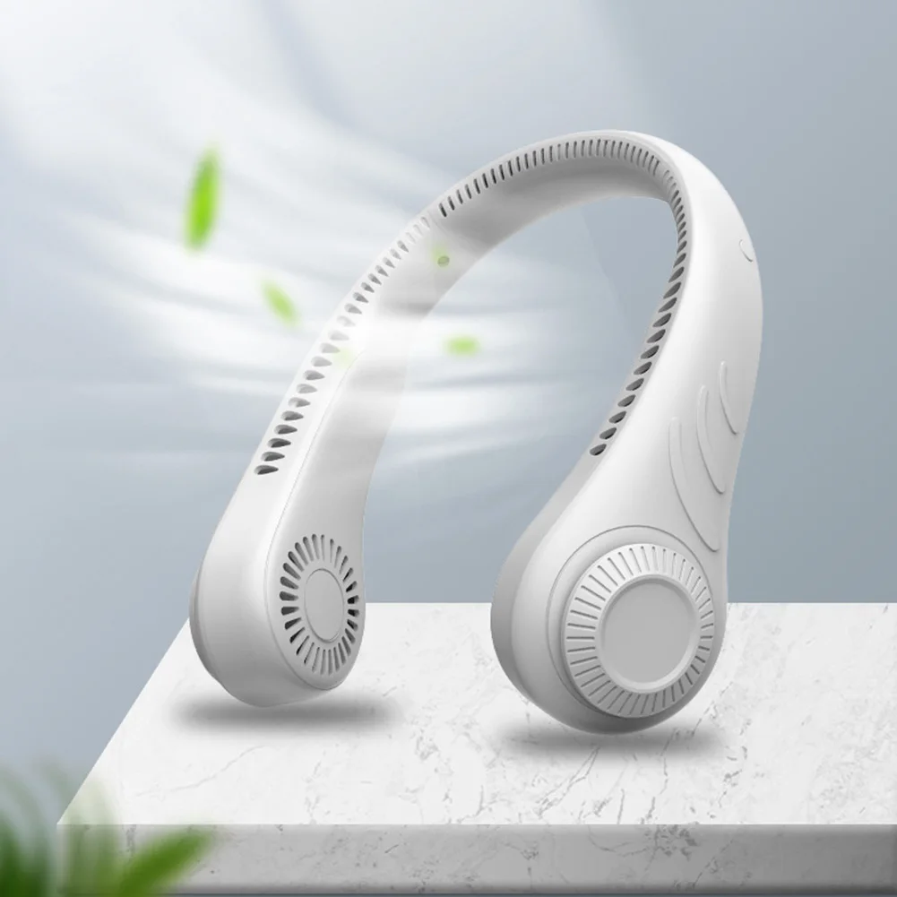 Mini Hanging Neck Fan Portable Bladeless Rechargeable Mute Cooling Wearable Neckband Leafless Fan 3-Speed Adjustable
