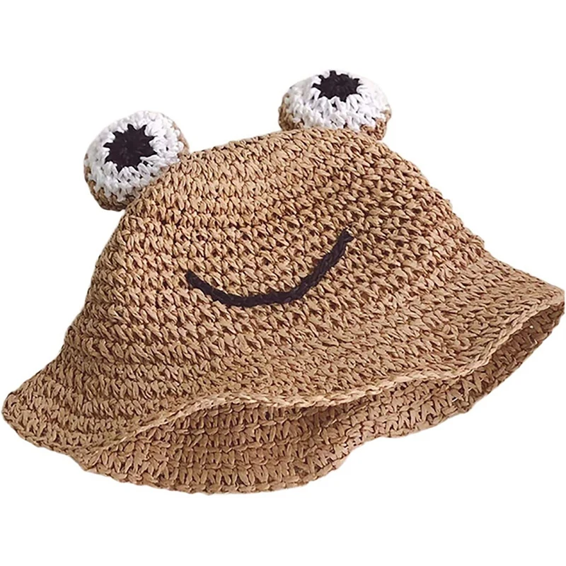 

Children's Frog Straw Hat Outing Handmade Fisherman Hat