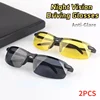 2PCS Night Vision Glasses Men Anti-Glare Driving Goggle Half Frame Polarized Sunglasses for Driver UV400 Day and Night Glasses 1