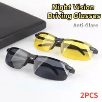 2PCS Night Vision Glasses Men Anti-Glare Driving Goggle Half Frame Polarized Sunglasses for Driver UV400 Day and Night Glasses 1