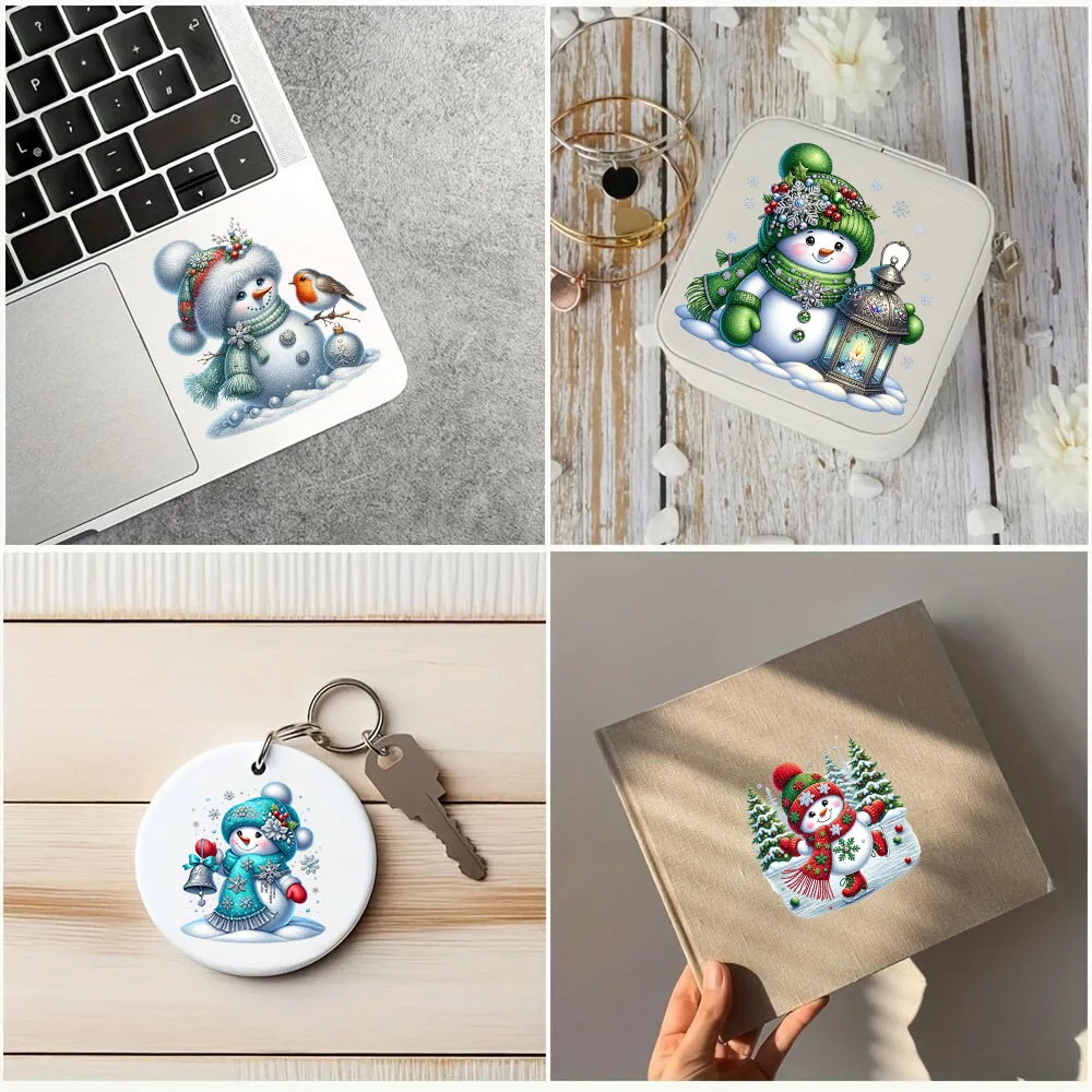 Christmas Winter Snowman UV DTF Cup Wrap Transfer Sticker Glass Coffee Mugs Decoration Xmas Greeting Cards Ornament Decal 12pcs dtf transfer sticker