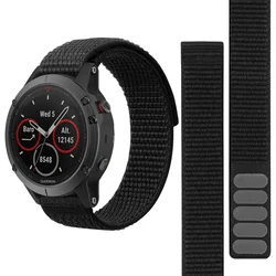 Durable Nylon Strap Watchband with Hook and Loop Closure for 26mm Fenix 5X 5XPlus (Black)