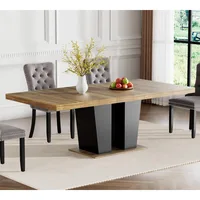 Extendable Dining Room Table for 4 6 8 10 People, 63"-78.74" Wooden Transformer Kitchen Dining Table with Black Double Sturdy 1
