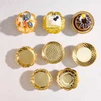 Metal Golden Square Foot Tray Fruit Plate Snack Tray Afternoon Tea Cake Plate Stainless Steel Hollow High Foot Tray Storage Tray 1