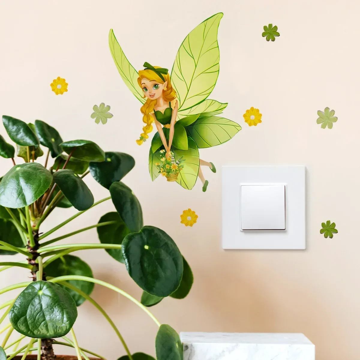 Cartoon Fairy Butterfly Luminous Elf Switch Luminous Sticker Wall Decoration Glow in The Dark Fluorescent Light Switch Stickers