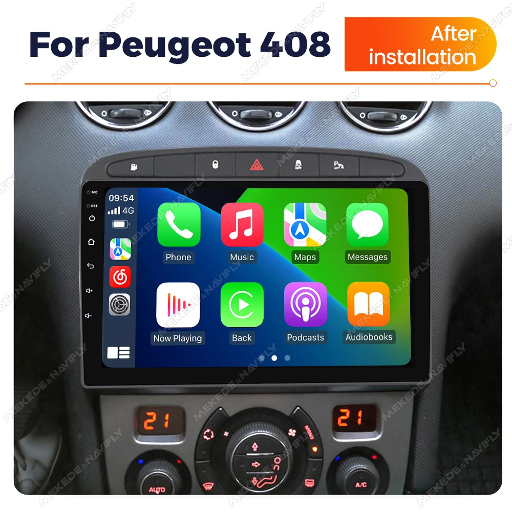 Wireless CarPlay Android Auto For Peugeot 408 For Peugeot 308 308SW 9inch Android 14 Autoradio Multimedia Player GPS Navigation