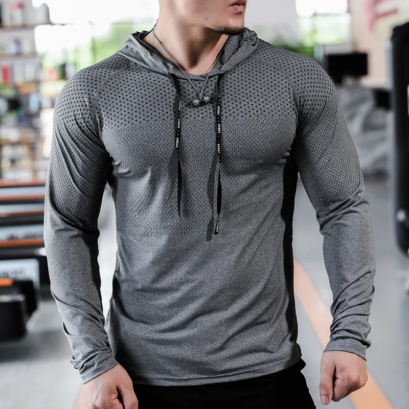Mens Fitness Tracksuit Running Sport Hoodie Gym Joggers Hooded Outdoor  Workout Shirts Tops Clothing Muscle Training Sweatshirt - AliExpress