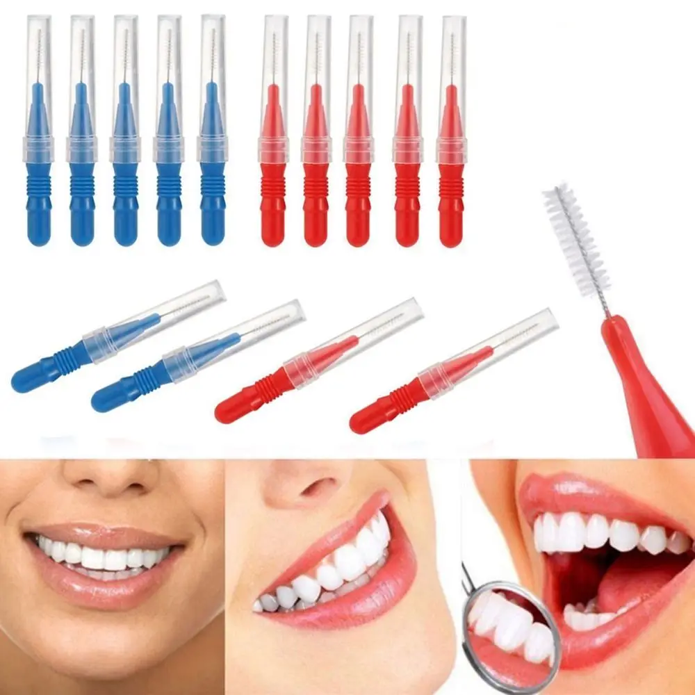 20 개/대 크리 에이 티브 플라스틱 치간 칫솔 구강 위생 치아 깨끗한 이쑤시개 치과 교정 치실 스틱 구강 관리