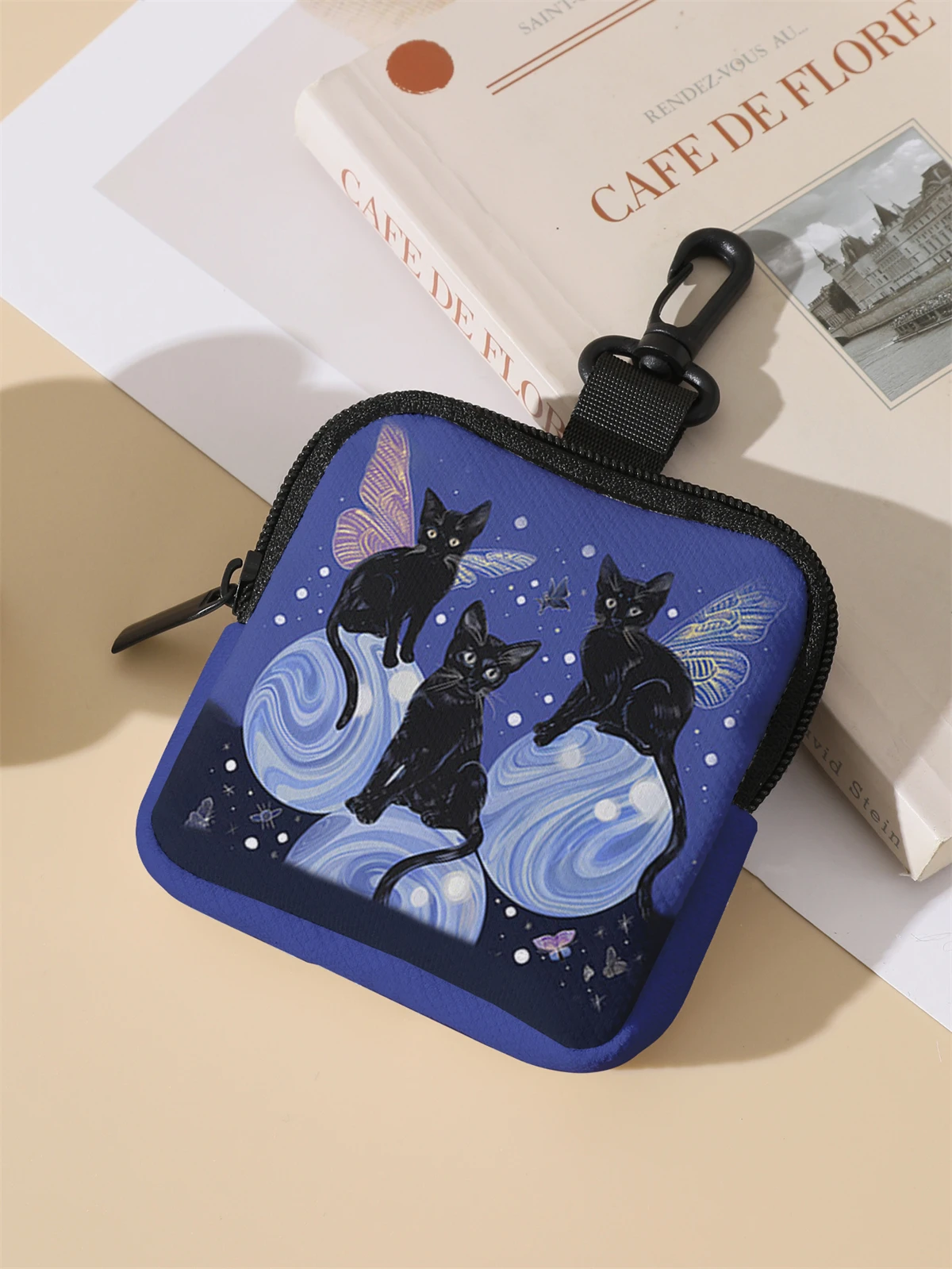 1pc，Cat pattern large capacity coin wallet, digital printed coin wallet, storage bag, and ideal choice for gifts