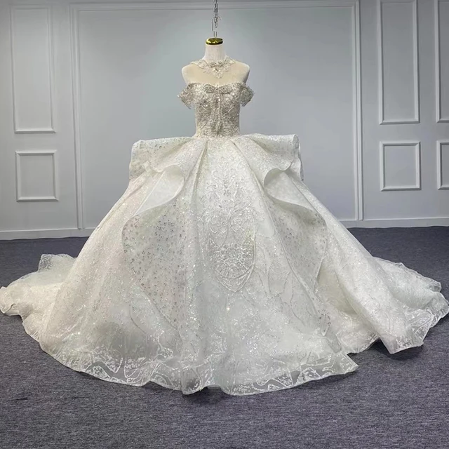Jancember Novelty Brand New Wedding Dress 2024 Elegant Wedding Sequins Ball Gown Short Sleeves Backless Crystal Robe Mariage MN05 9