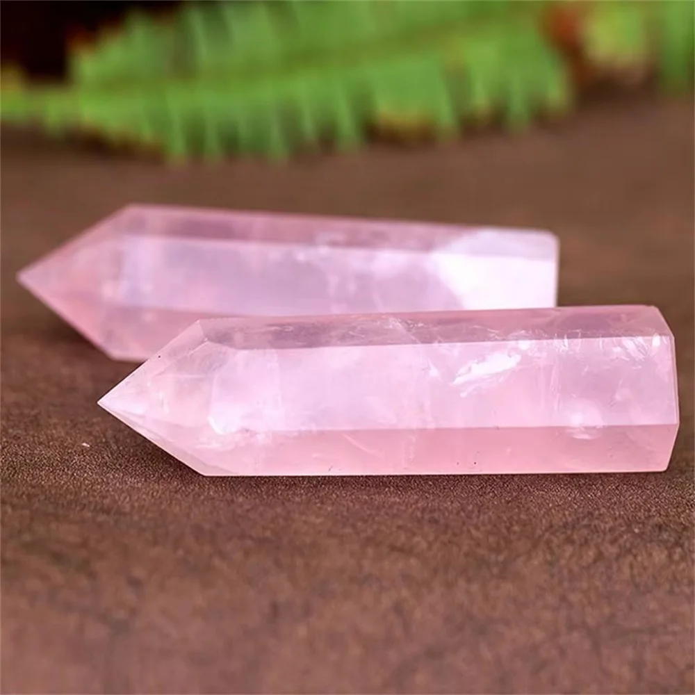 Natural Pink Crystals Wand High QualityCrafts Crystal Rose Quartz Point Tower Reiki Healing For Healing and home decoration 2