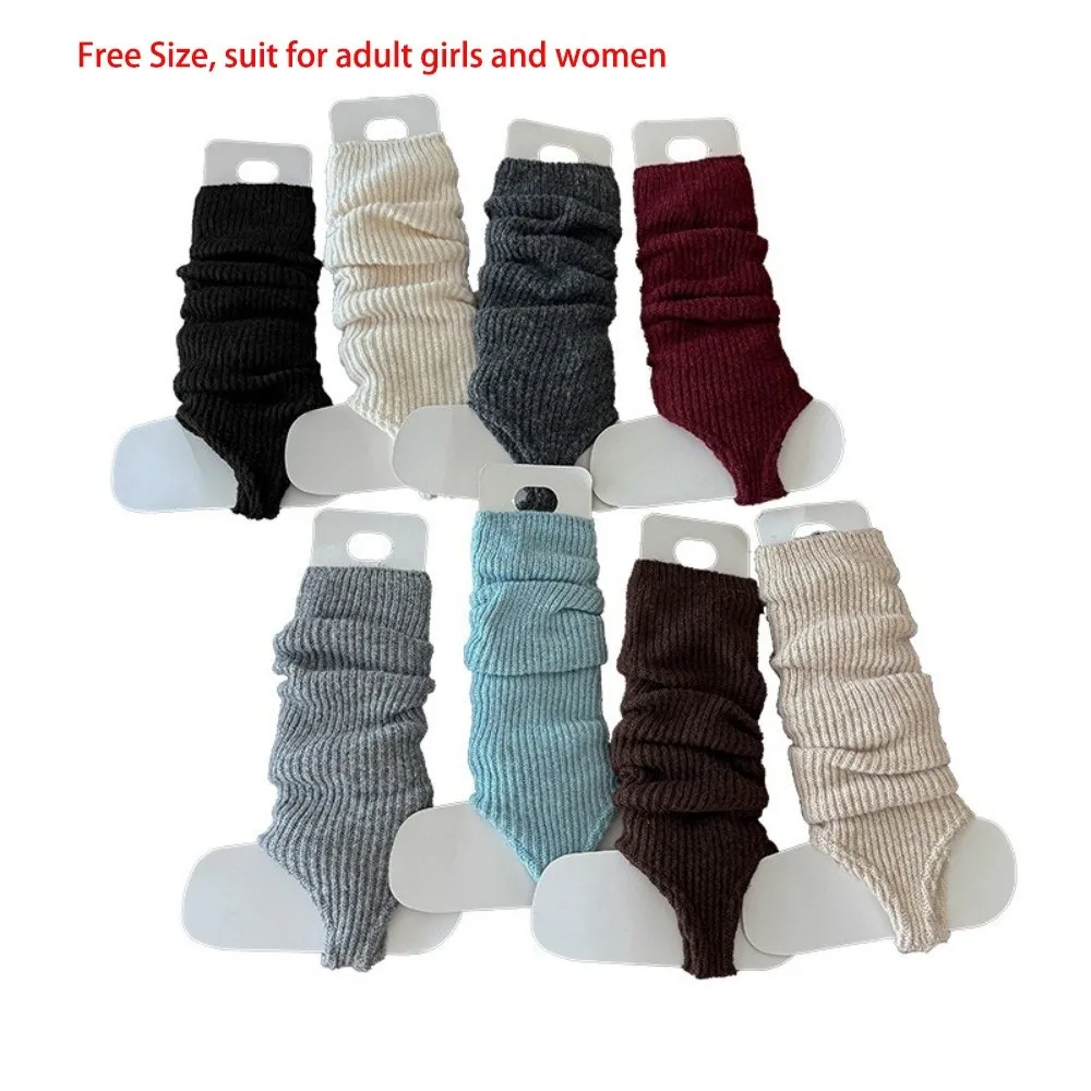 New Solid Color Leg Warmers Knitted Bow Thickened Middle Tube Socks Harajuku Boot Covers Women Dance Ballet Stocks