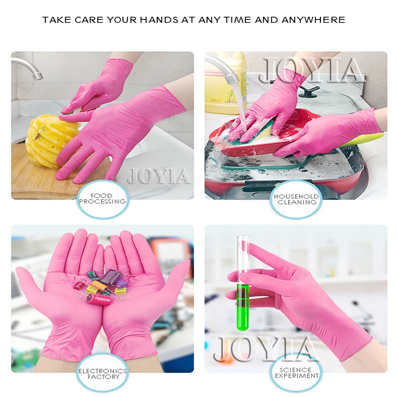 Guantes desechables de nitrilo, sin polvo, sin látex, guantes de seguridad  para limpieza, para trabajar con alimentos o automotores (Talla S, paquete