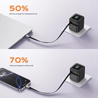 70W GaN Fast Charger with Type-C Retractable Cable 3 IN 1 PD3.0 QC4.0 PPS Fast Charging for IPhone 16 15 14 Xiaomi Tablet Laptop 4